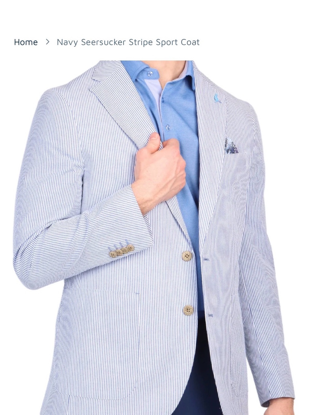 NWOT Men’s Navy Seersucker Stripe Sport Coat Retails for $325 Size 46 Regular
